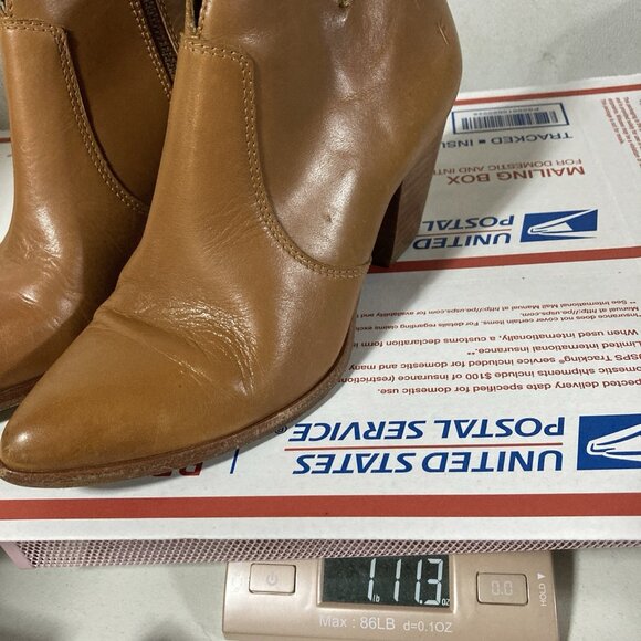 Frye Jennifer Ankle Booties Women Sz 7 Brown Leather Pointed Toe Western Boho - Picture 13 of 13